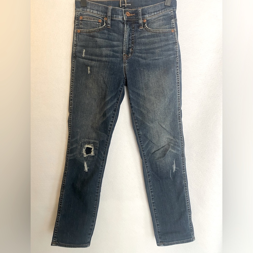 Vintage Vibes J. Crew Jeans MidRise Rip And Repair Women’s Sz 25 Distressed Blue
